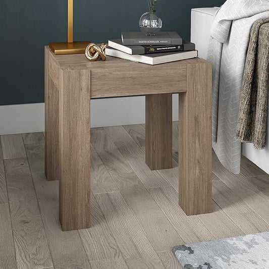 Henn&Hart Langston 22" Wide Square Side Table in Antiqued Gray Oak