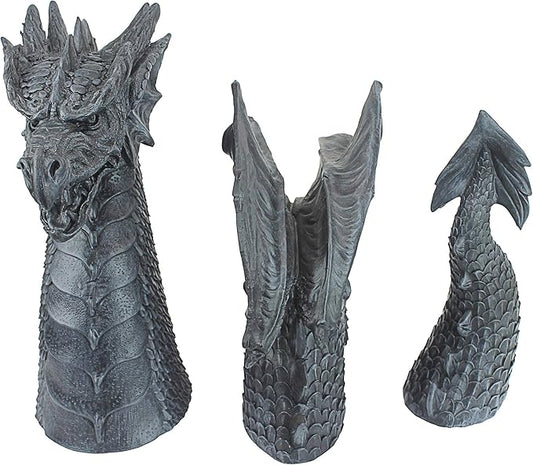 Design Toscano The Dragon of Falkenberg Castle Moat Lawn Garden Statue, 28 Inch Long, 14 Inch Tall, Cast Stone Resin, Gray Stone Finish