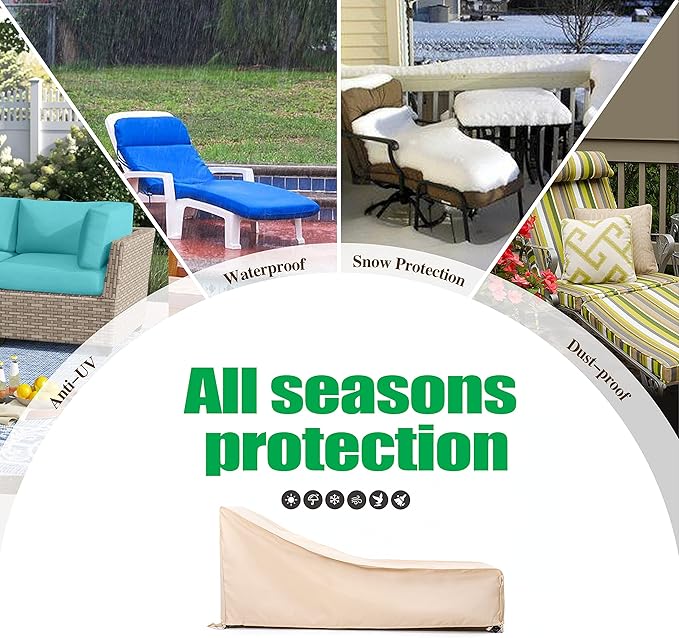 F&J Outdoors Waterproof UV Resistant Heavy Duty Patio Chaise Lounge Chair Cover, 2Pack, 79"Lx30"Wx30"H, Beige
