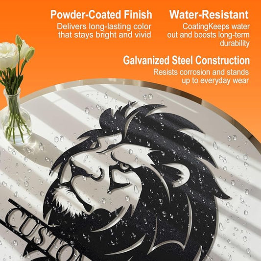 Personalized Metal Lion Name Sign – Custom Wall Art with Majestic Animal Design, Durable Outdoor & Indoor Home Decor – Unique Housewarming & Wedding Gift for Couples, Families, and Friends Style5