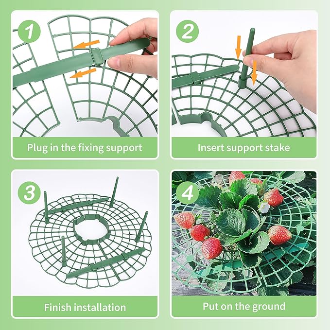 5 Packs Strawberry Supports - Reusable Strawberry Plant Stand Waterproof Growing Frame Plastic Fruit Tray Protectors Sturdy Strawberry Growing Racks to Keep Strawberries Off Mold, Rot and Dirt