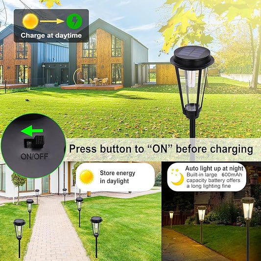 Solar Pathway Lights for Outdoor Garden - 4 Pack Waterproof Lighting to Brighten Your Path, Patio, Yard, and Walkway
