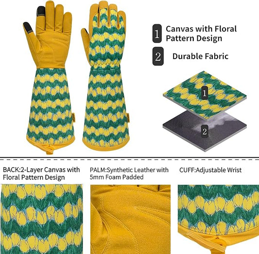 Long Gardening Garden Gloves,Thorn-proof&Puncture Resistance Rose Cactus Gauntlet Glove for Gardener,Gifts