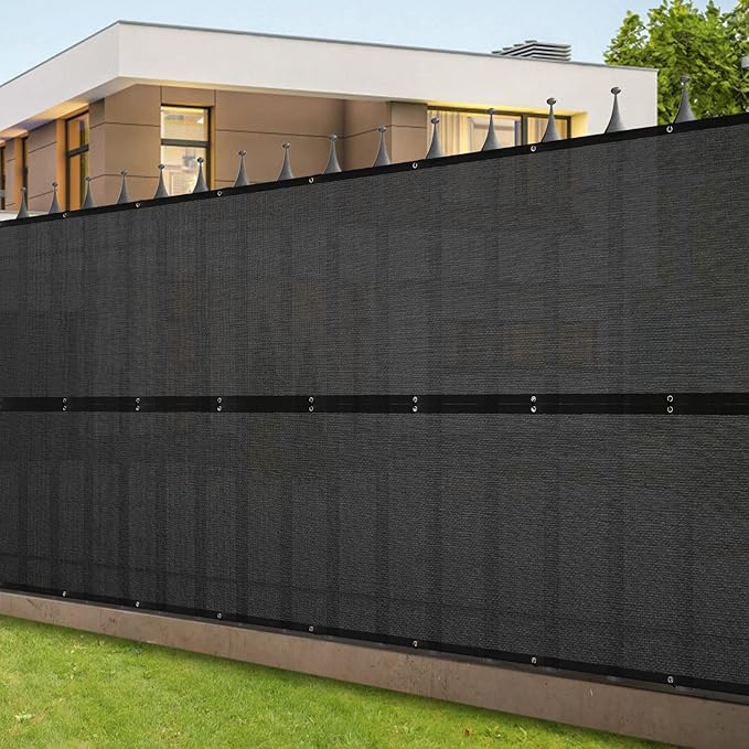 SPORTYOUTH 3ft x 50ft Fence Privacy Screen, Heavy Duty 150 GSM Fencing Mesh Shade Cover Windscreen with Brass Grommets for Outdoor Wall Deck Garden Backyard Porch, Cable Zip Ties Include, Black