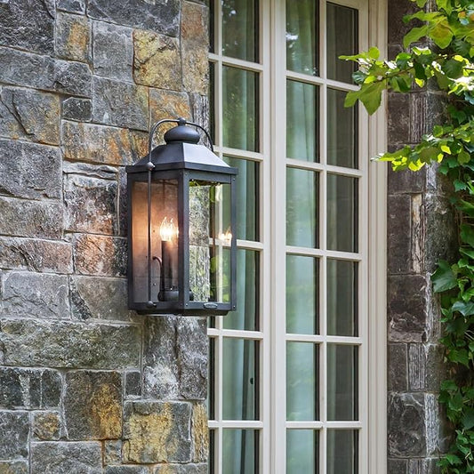 Hinkley Anchorage Medium Two Light Wall Mount Lantern - Estate & Heritage Series, Aluminum, Clear Glass - Aged Zinc Finish