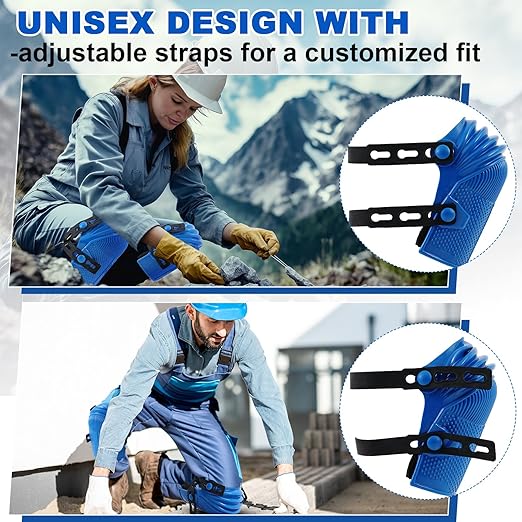 Soulchen 2 Pairs Construction Knee Pads for Men Women Heavy Duty Support Knee Pads for Work with Flexible Plastic and Thick Foam Cushion Adjustable Thigh and Shin Straps for Roofing Flooring Gardening