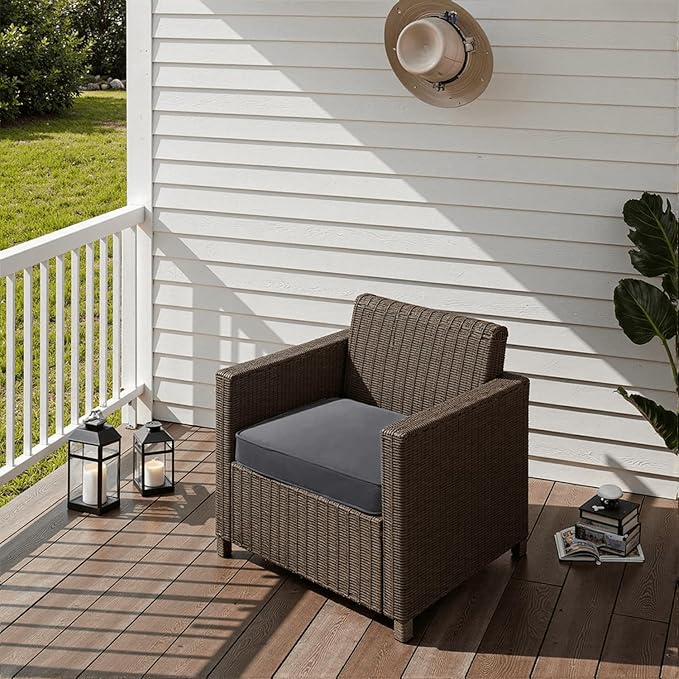 PatioGlow Outdoor Chair Cushions 18 x 18 x 3 Inch, Waterproof & Fade Resistant Patio Seat Cushion for Furniture with Handle and Ties, Thick Seating Pads for Outside Sofa Couch Set of 2, Grey