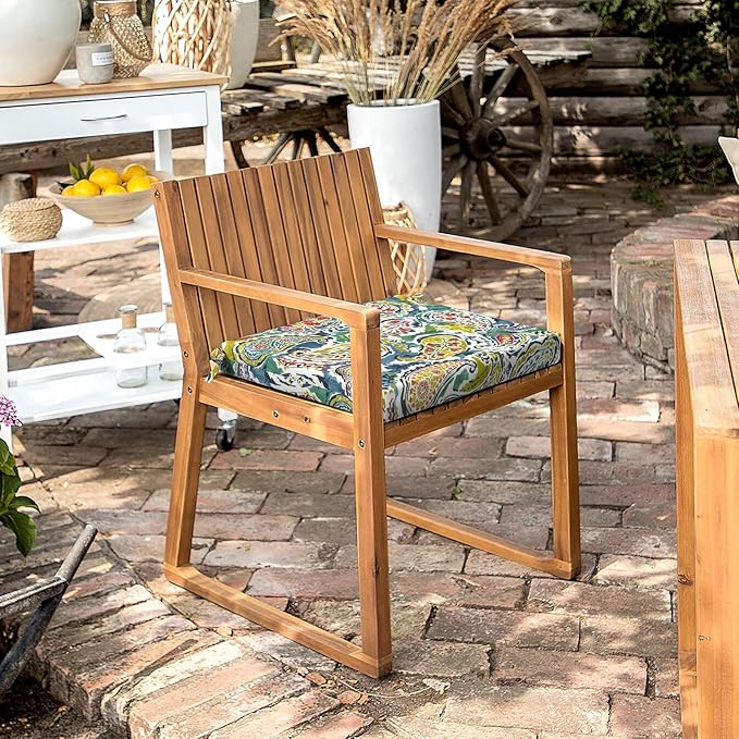 LVTXIII Outdoor Chair Cushions, Water Repellent Patio Furniture Cushions Outdoor Square Chair Pads with Ties for Dining Chairs and Garden Furniture Decoration, 18.5"x16"x2" Set of 4, Paradise Paisley