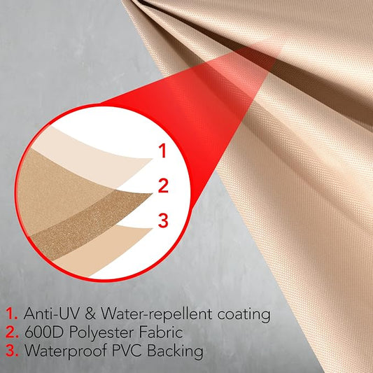 GrillTough Heavy Duty BBQ Grill Cover for Outdoor Grill, 30 Inch – Waterproof, Weather Resistant, UV & Fade Resistant with Adjustable Straps – Gas Grill Cover for Weber, Genesis, Charbroil, etc. Tan