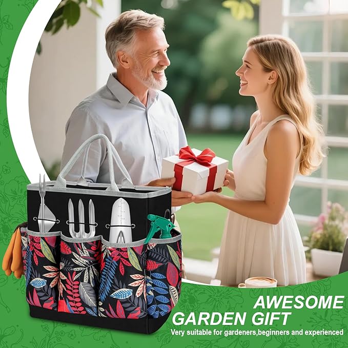 Gardening Tools Set, 22Pcs Heavy Duty Gardening Gifts for Women&Mom, Stainless Steel Garden Tool Kit with Shoulder Organizer Handbag Repotting Mat, Ideal Gifts for Gardener
