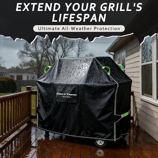 ROCKTAKIN Heavy Duty 65 Inch Grill Cover for Weber Genesis II 4 Burner & LX 400 Series, Waterproof UV & Fade Resistant Windproof Outdoor BBQ Cover with Air Vents for Weber Char-Broil Nexgrill