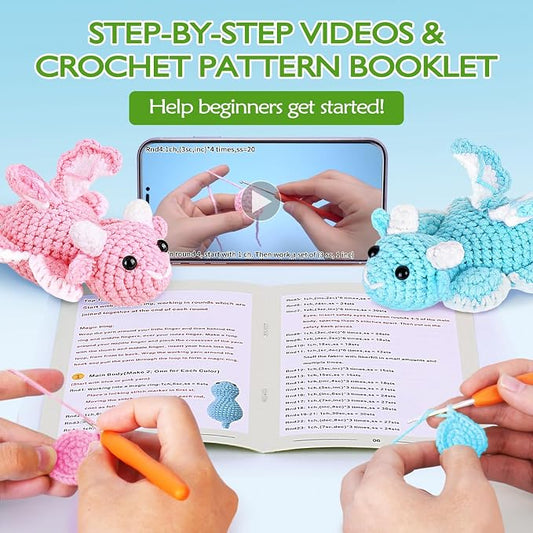 Crochetta Beginner Crochet Kit with Step-by-Step Video Tutorials, Learn to Crochet for Adults & Kids, Knitting Craft Supplies, Hanging Plants Home Decor (40%+ Yarn)