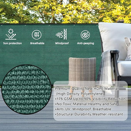 SUNLAX Custom Size 3'x18' Dark Green Fence Covering Privacy Screen Windscreen with Bindings & Grommets, Heavy Duty for Commercial and Residential, 90% Blockage, Cable Zip Ties Included -Available