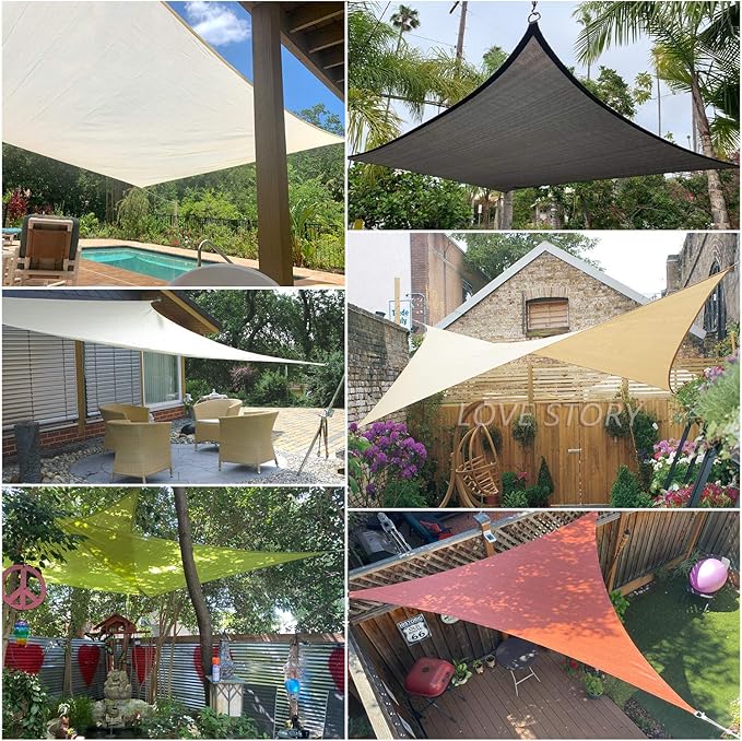 LOVE STORY 20' x 20' x 20' Triangle Lemon Green Sun Shade Sail Canopy UV Block for Outdoor Patio Garden Backyard