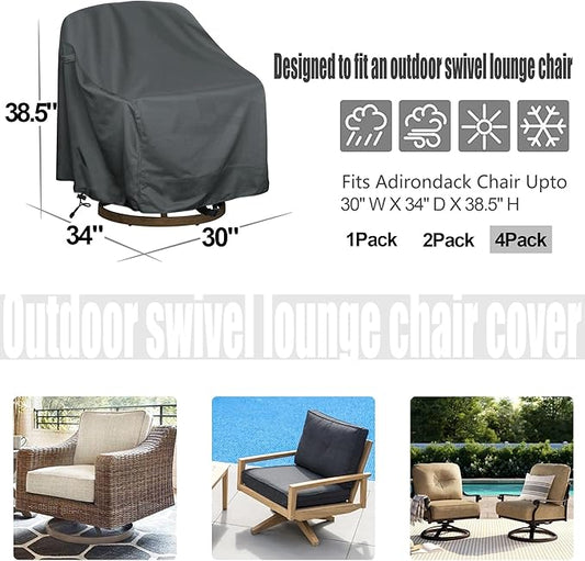 Outdoor Swivel Lounge Chair Cover 4 Pack,Waterproof Heavy Duty Outdoor Chair Covers, (30" W X 34" D X 38.5" H) Patio Furniture Cover for Swivel Patio Lounge Chair