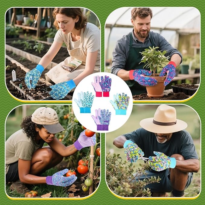 JUMPHIGH Garden Gloves for Women, Floral Gardening Gloves Ladies Soft Breathable Yard Work Glove Light Working Gloves