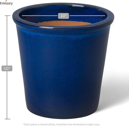 Emissary Round Stoneware Planter (Parent SKU 12012) (Blue, 10" D x 10" H)
