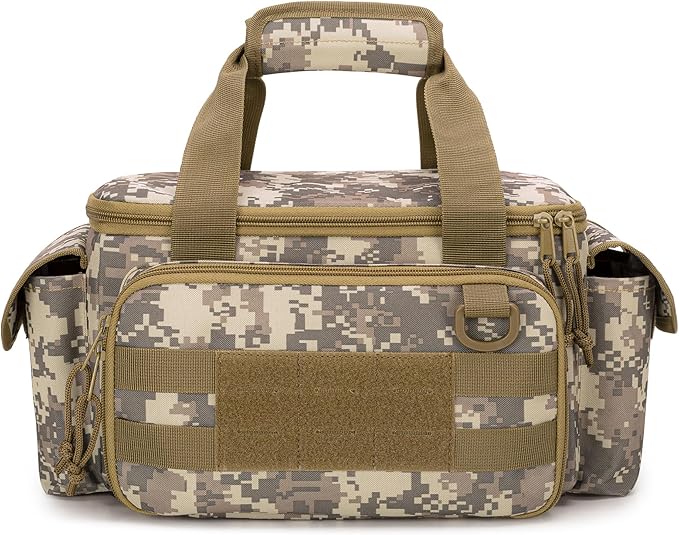 Rexmica Small Tool Bag with Anti-friction and Thick Padded Bottom, Tool Storage Organizer for Men, Tactical Range Bag, Multi-functional Work Bag for Repairman, Electrician, Carpenters (Camo)