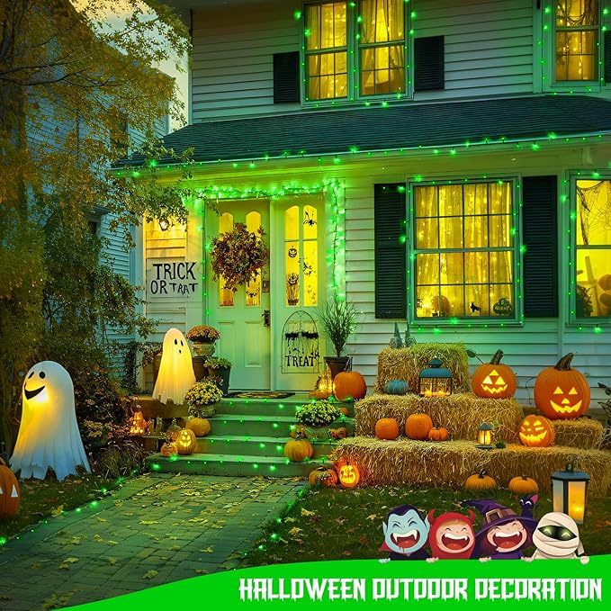 JMEXSUSS 2 Pack Green Solar Lights Outdoor, Total 200 LED 66 FT Green Christmas Lights for Outside, Solar Christmas Light Outdoor for Tree Yard Garden Decor