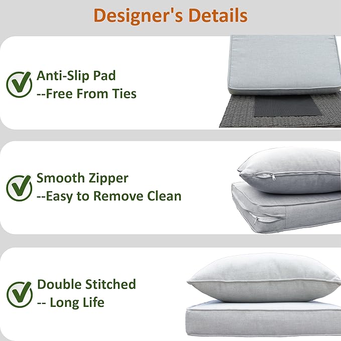 Outdoor Patio Furniture Replacement Cushions,25X25X5 Inch Deep Seat Chair Seat Back Cushion Set,All Weather Breathable Sectional Cushions for Patio Furniture Couch Loveseat,Navy Blue