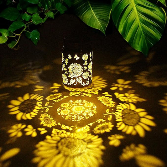 Solar Outdoor Lanterns, 4pack Sunflower Garden Decor LED Light Hanging Sunflower Birthday Gifts for Women Mom Grandma (Sunflower 4pack)
