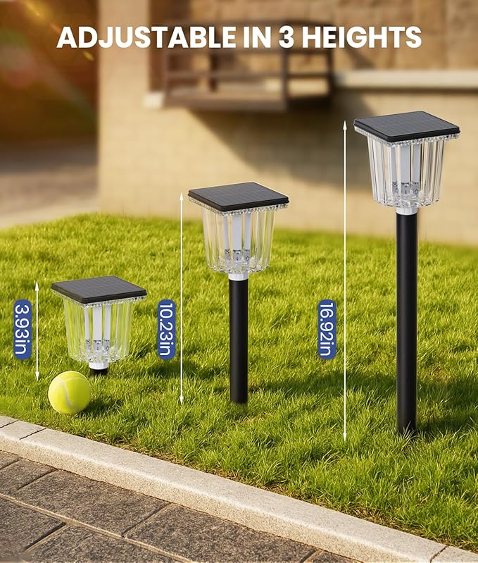 Super Bright Solar Pathway Lights Outdoor Powered 8 Pack,Adjustable Warm&Cool White,Waterproof IP65 Solar Garden Decor Landscape Lighting Outside for Front Yard/Walkway/Patio/Driveway/Lawn/Path Light
