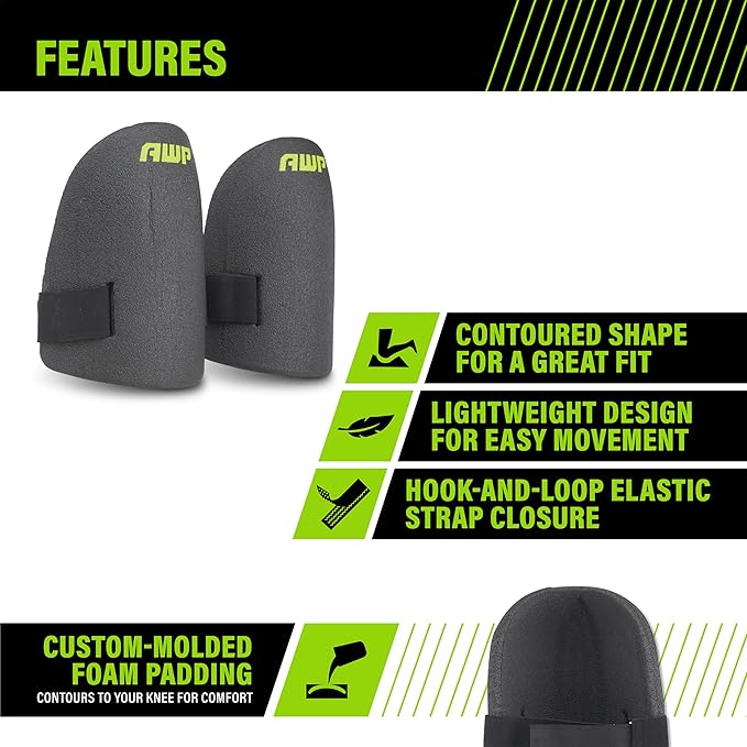 AWP Ultralight Knee Pad | Custom Molded Foam Work Knee Pads for Hardwood, Laminate, Tile, Landscaping, Gardening & More | One Size