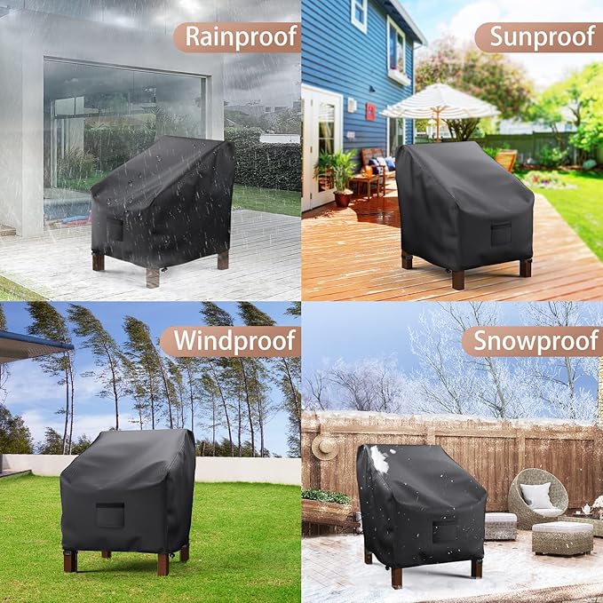 Mrrihand Patio Chair Covers Waterproof, Lounge Deep Seat Cover, Heavy Duty Outdoor Lawn Patio Furniture Covers (35" W x 38" D x 31" H - 2 Pack)