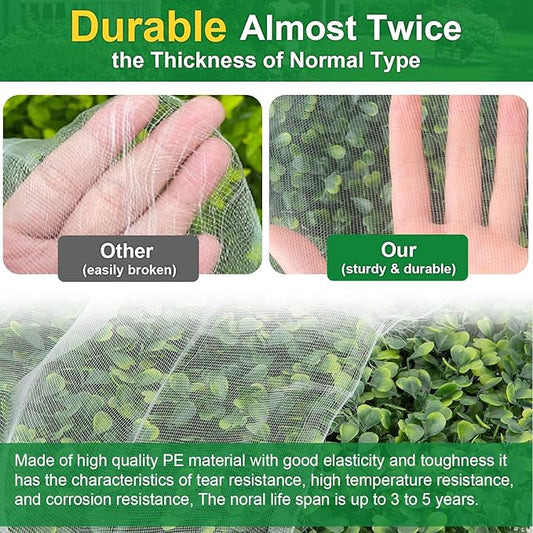 NONMON Garden Netting 10 x 50FT Ultra Fine Plant Mesh Netting Covers, Insect Garden Netting Pest Barrier for Raised Beds, Mosquito Netting for Blueberry Shrubs Vegetables Fruits Crops
