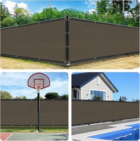 4'x110' Privacy Fence Screen Net Fencing 90% Privacy Blockage Windscreen Fence Cover with Copper Grommet for Patio Backyard Garden Swimming Pool, Zip Ties Included, Brown