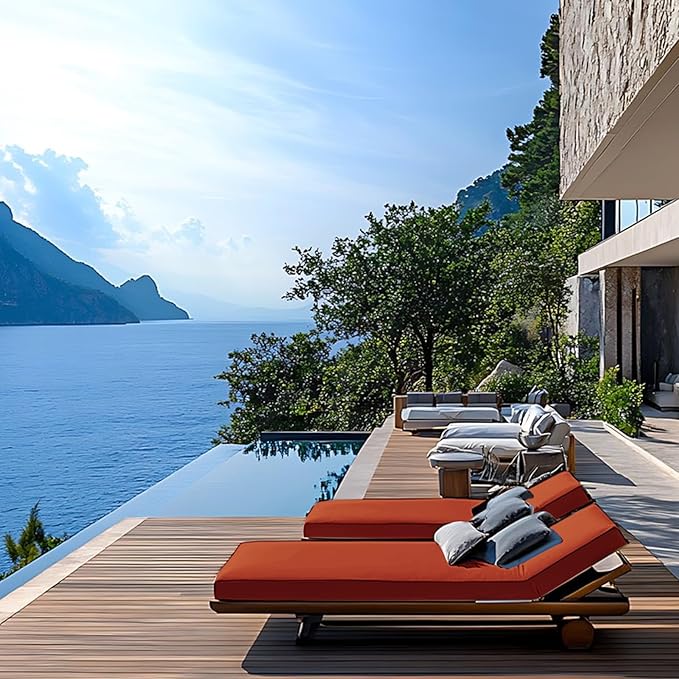Outdoor Chaise Lounge Cushions for Patio, 72"x22"x3" Lounge Chair Cushions Set of 2, Waterproof Replacement Seat Cushions for Outdoor Furniture