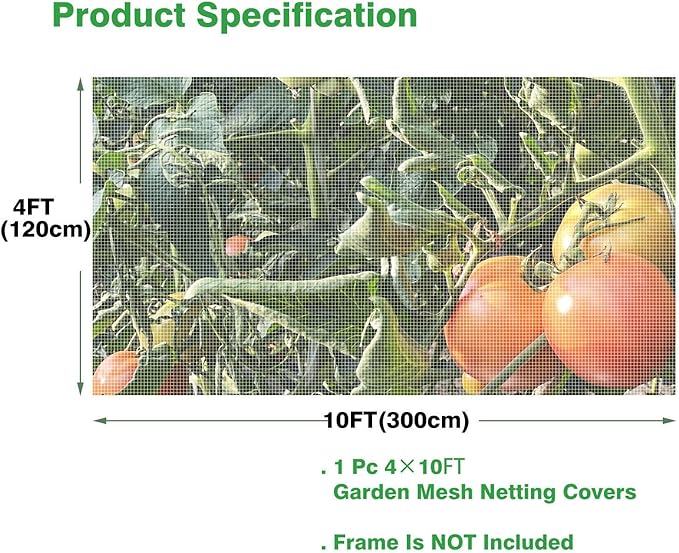 Ultra Fine Garden Netting 4'x10' Plant Pest Barrier Covers Bird Patio Mosquito Netting Tree Vegetable Mesh Protection Netting Fruit Greenhouse Row Nets for Garden