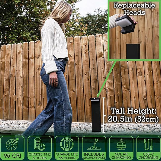 20.5" Solar Pathway Lights - Walkway Solar Lights for Outside - PIR Sensor & Two Lighting Modes - Rechargeable Battery Lasts Up to 55 Hours - 3000K - IP44 Weather Resistant - 4 Pack