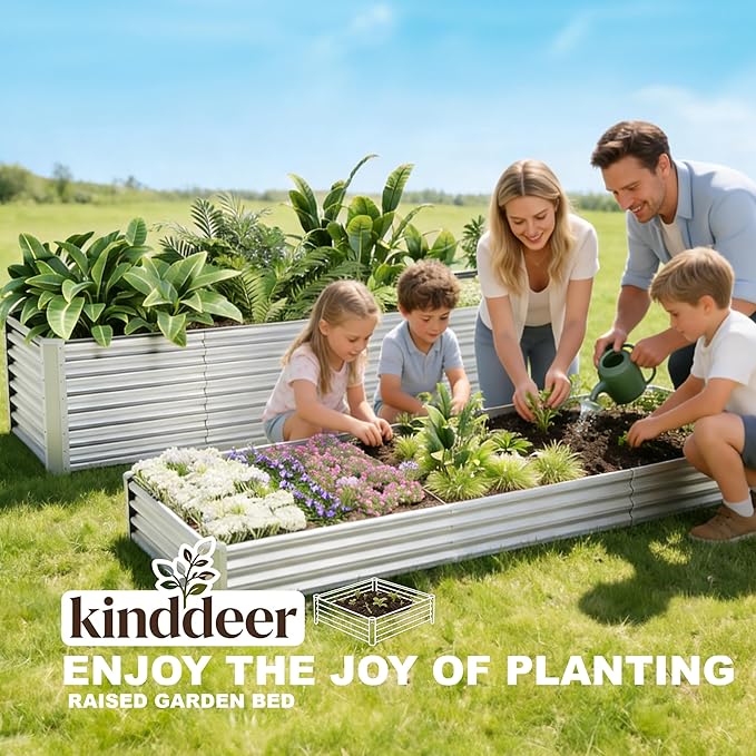 8x4x2ft Raised Garden Bed Kit, Galvanized Planter Garden Boxes Outdoor, Metal Raised Garden Beds for Vegetables,Fruits, Flower