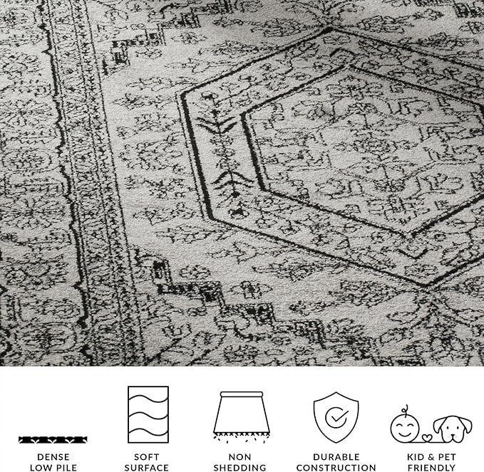 SAFAVIEH Adirondack Collection Runner Rug - 2'6" x 12', Silver & Black, Oriental Medallion Design, Non-Shedding & Easy Care, Ideal for High Traffic Areas in Living Room, Bedroom (ADR108A)