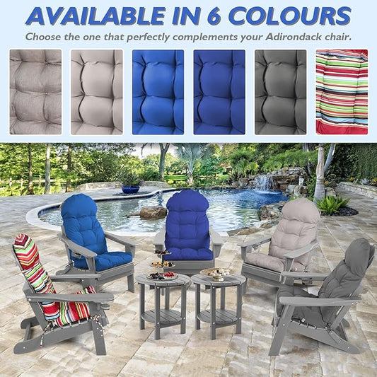 Adirondack Chair Cushion, Outdoor Rocking Chair Cushions Set of 4, Water Resistant Glider Rocker Chairs Replacement Cushions Set with Straps, 44''L x 19''W x 4''H