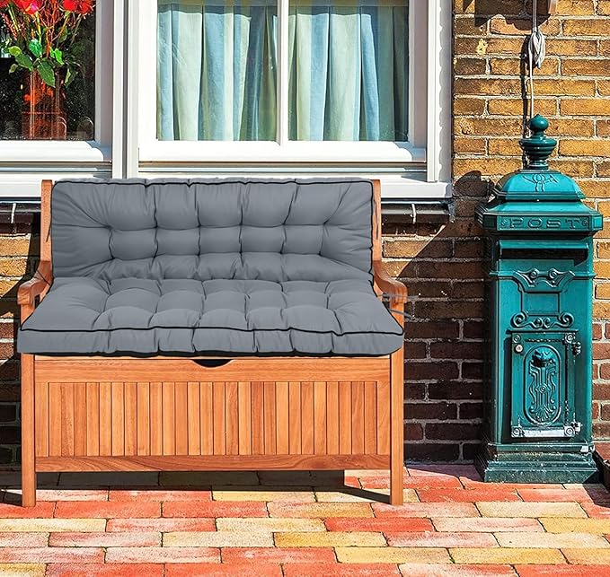 Swing Replacement Cushions with Backrest, 2 or 3 Seater Waterproof Non-Slip Overstuffed Swing Pad, Indoor/Outdoor Bench Cushion for Porch Chair Swing Garden Furniture (Light grey, 40 * 70.8in)