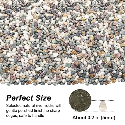 River Rocks,Landscaping Pebbles,Decorative Ornamental Pebbles,Garden Landscaping Stones,Gravel Filler for Home Decoration Flower Bed Fish Tank Plants Vases Succulents (Natural, 10 Pounds)