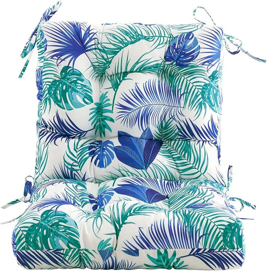 ARTPLAN Seat/Back Outdoor Chair Cushion,Set of 4 Patio Chair Cushion with Tie,Tufted Replacement for Patio Furniture,40x20x4 Inches,4 Count,Floral