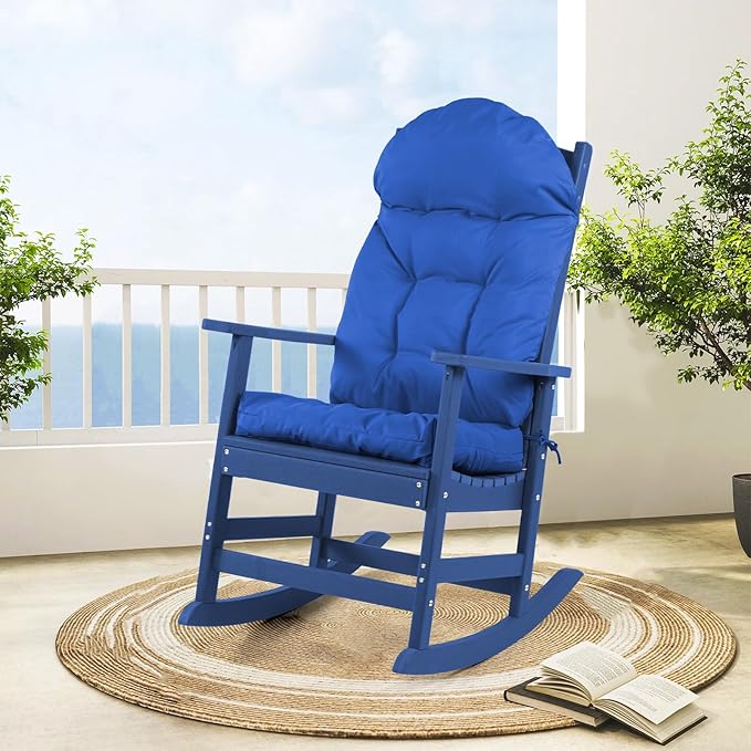 Adirondack Chair Cushion Set of 2, Rocking Chair Cushions High Back, Thickened Patio Chair Pad for Indoor and Outdoor, Glider Rocker Chairs Replacement Cushions Set wih Ties