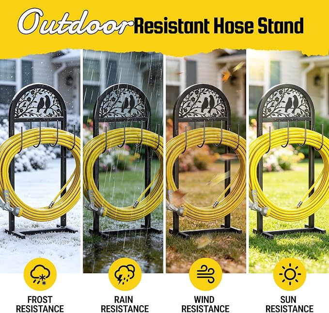 YQSLYSF 2 Pack Water Hose Stand Freestanding, Heavy Duty Garden Hose Holder Storage Rack for Outside