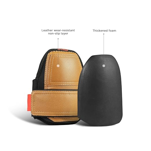 Leather Knee Pads, One Strap Non-slip Knee Pads, Machine Washable, Durable,Large Size