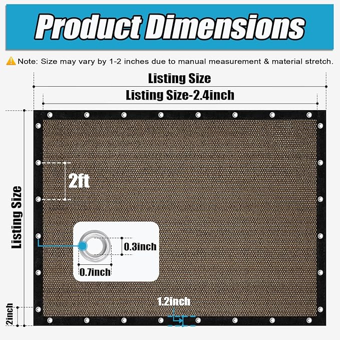 Amagenix Sun Shade Cloth Privacy Screen with Grommets 90% Sunblock Shade, Pergola Replacement Shade Cover Canopy for Outdoor Patio Garden,10' x 12', Mocha