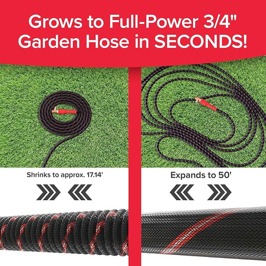 Pocket Hose Ballistic 50 FT Expandable Garden Hose w/Pocket Pivot Swivel Connector, Anti-Burst Sleeve Reinforced with Bulletproof Fiber, Lightweight, No-Kink, Compact, UV-Protected, AS SEEN ON TV