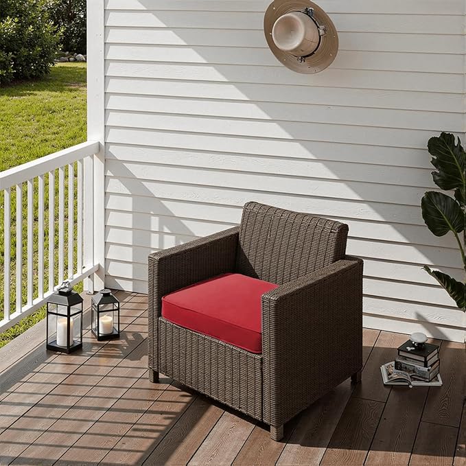 PatioGlow Outdoor Chair Cushions 18 x 18 x 3 Inch, Waterproof & Fade Resistant Patio Seat Cushion for Furniture with Handle and Ties, Thick Seating Pads for Outside Sofa Couch Set of 2, Red