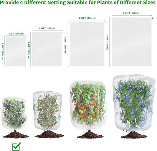 afzdby Garden Mesh Netting with Drawstring,Plants Cover Protection from Anti Birds,Bugs,Cicadas,and Insects-Pest Barrier Bag for Blueberry Bushes,Citrus,Tomatoes,Vegetables,Fruit Tree and Orange