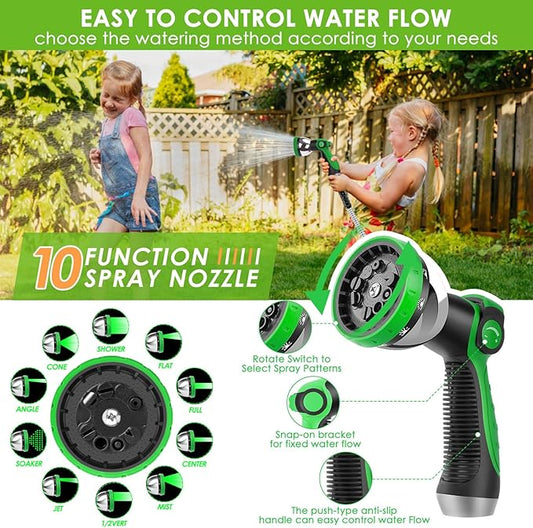 Stainless Steel Garden Hose 50 ft - 304 Stainless Steel Kink-Free Metal Water Hose with Shut-Off Valve & Hose Straps, Heavy Duty, Rust/Puncture Proof for Yard, Lawn and Car Washing, 50 Feet