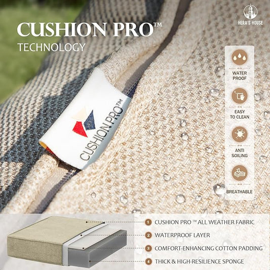 HERA'S HOUSE 5 Pieces Patio Furniture Set, 2 x Cushioned Rocking Chair, 2 x Ottoman, 1 x 3-Seat Sofa, All Cushioned 7 Seats Outdoor Conversation Set for Lawn Garden Backyard