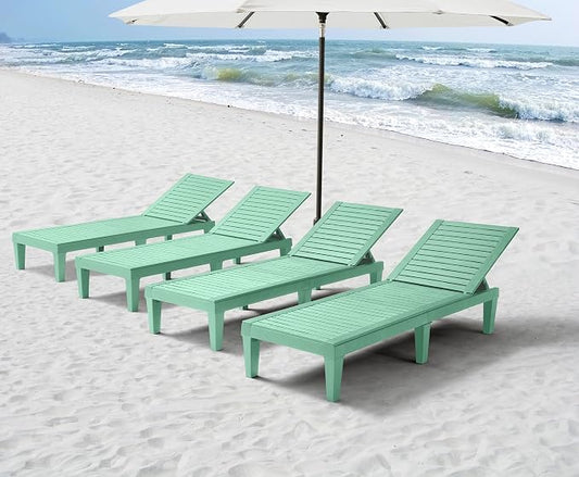 Nestl Sun Tanning Chair - Sage Green Chaise Lounge Chair Outdoor, Lightweight Pool Lounge Chairs Set of 12, Adjustable 5-Position Reclining Lawn Chair, Waterproof Beach Outdoor Lounge Chairs