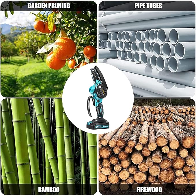 Saker Mini Chainsaw,Portable Electric Cordless Chainsaw,Battery Powered,Small Power Handheld Chain Saws Pruning Shears for Tree Branches,Gifts for Men Women(2 Batteries&3 Chains)